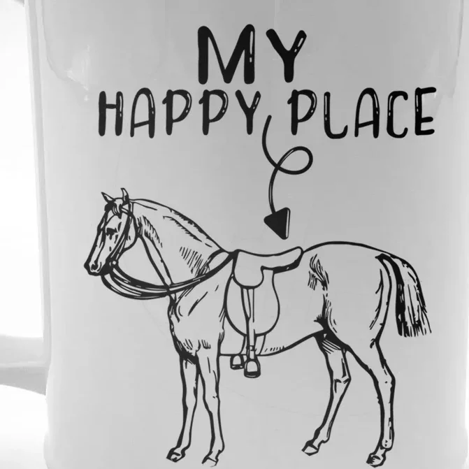 My Happy Place Horse Lover Horseback Riding Equestrian Gift Front & Back Beer Stein