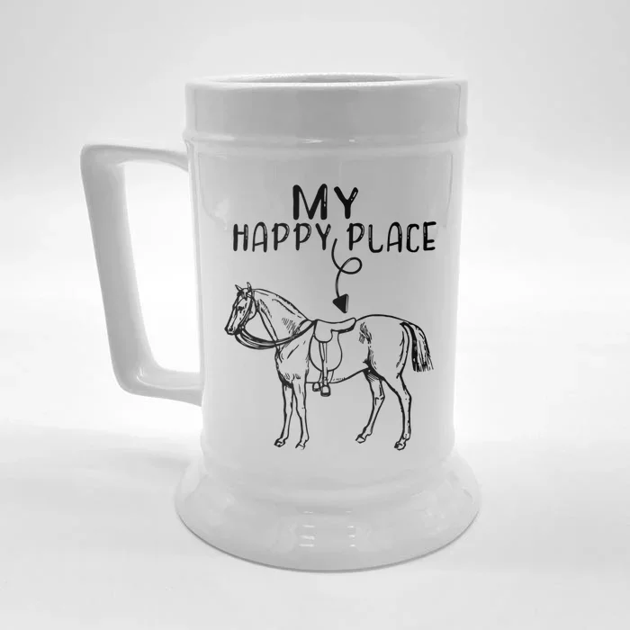 My Happy Place Horse Lover Horseback Riding Equestrian Gift Front & Back Beer Stein