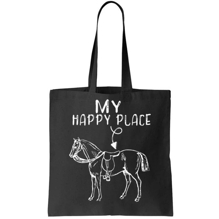 My Happy Place Horse Lover Horseback Riding Equestrian Tote Bag