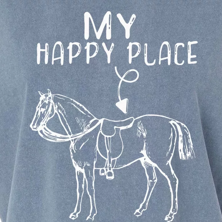 My Happy Place Horse Lover Horseback Riding Equestrian Garment-Dyed Women's Muscle Tee