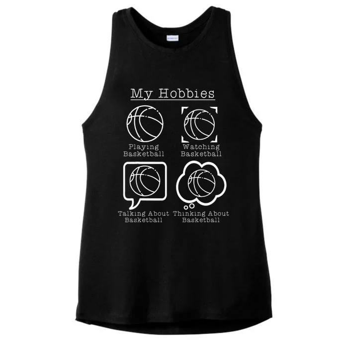 My Hobbies Playing Basketball Funny Basketball Player Ladies Tri-Blend Wicking Tank