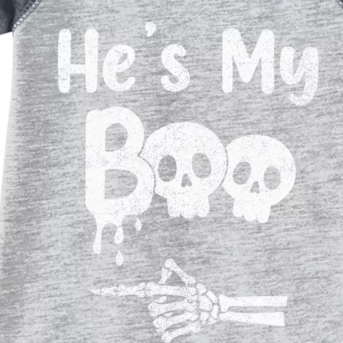 Matching Halloween Pajama Couples He's My Boo Skull Face Infant Baby Jersey Bodysuit