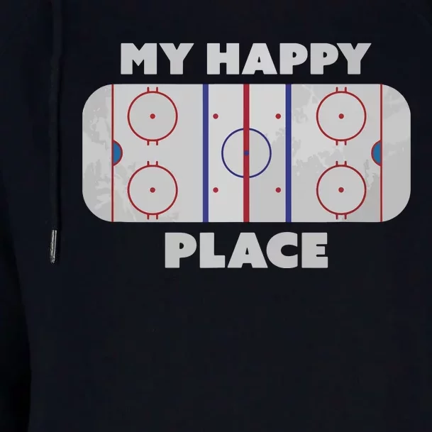 My Happy Place | Hockey, Figure & Speed Skating Rink Womens Funnel Neck Pullover Hood