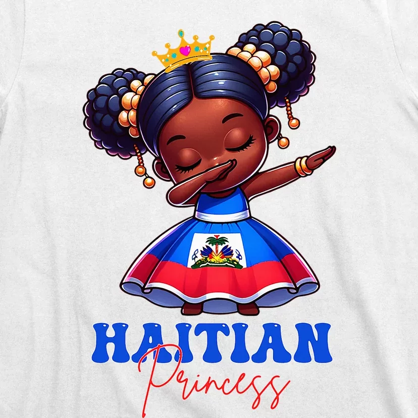 Melanin Haitian Princess Haiti Flag Black T-Shirt