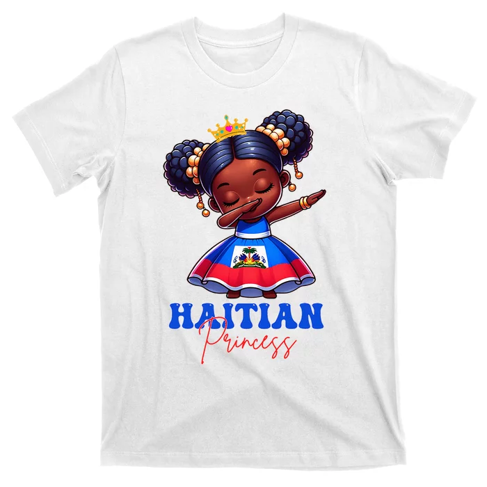 Melanin Haitian Princess Haiti Flag Black T-Shirt