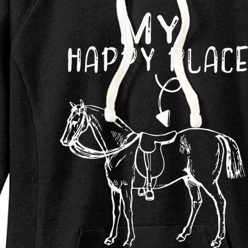 My Happy Place Horse Lover Horseback Riding Equestrian Women's Fleece Hoodie