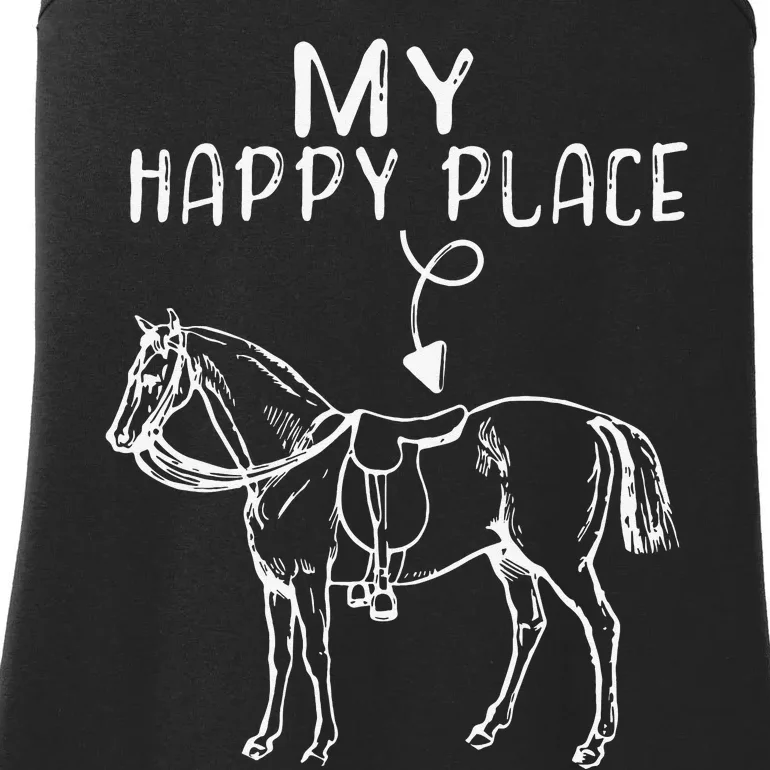 My Happy Place Horse Lover Horseback Riding Equestrian Ladies Essential Tank