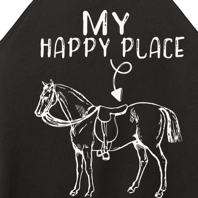 My Happy Place Horse Lover Horseback Riding Equestrian Women’s Perfect Tri Rocker Tank