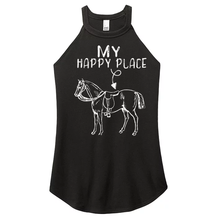 My Happy Place Horse Lover Horseback Riding Equestrian Women’s Perfect Tri Rocker Tank