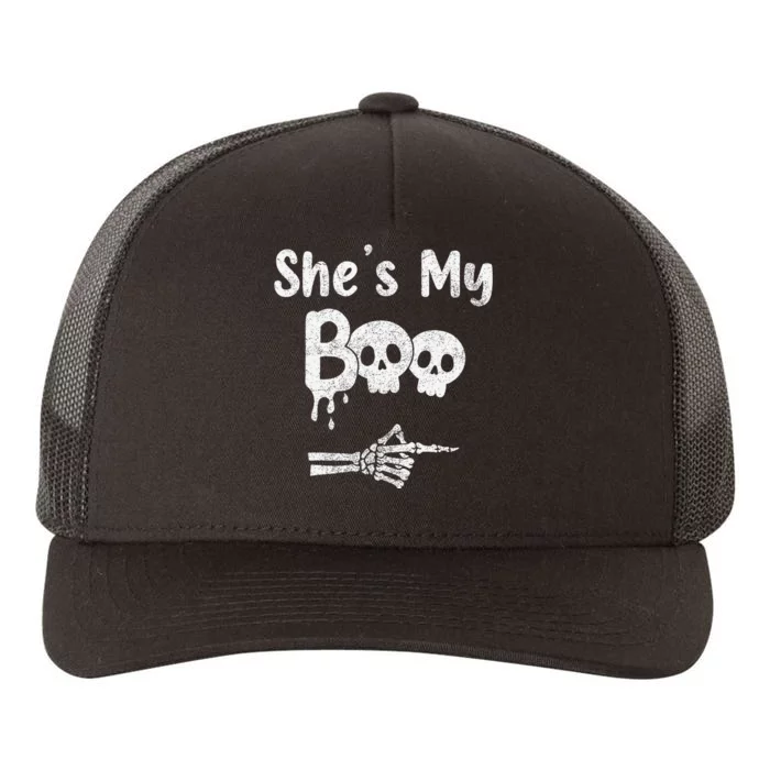 Matching Halloween Pajama Couples She’S My Boo Skull Face Yupoong Adult 5-Panel Trucker Hat