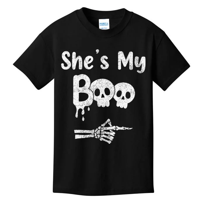 Matching Halloween Pajama Couples She’S My Boo Skull Face Kids T-Shirt