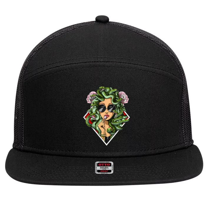 Medusa Hippie Psychedelic Snakes Greek Mythology Women 7 Panel Mesh Trucker Snapback Hat