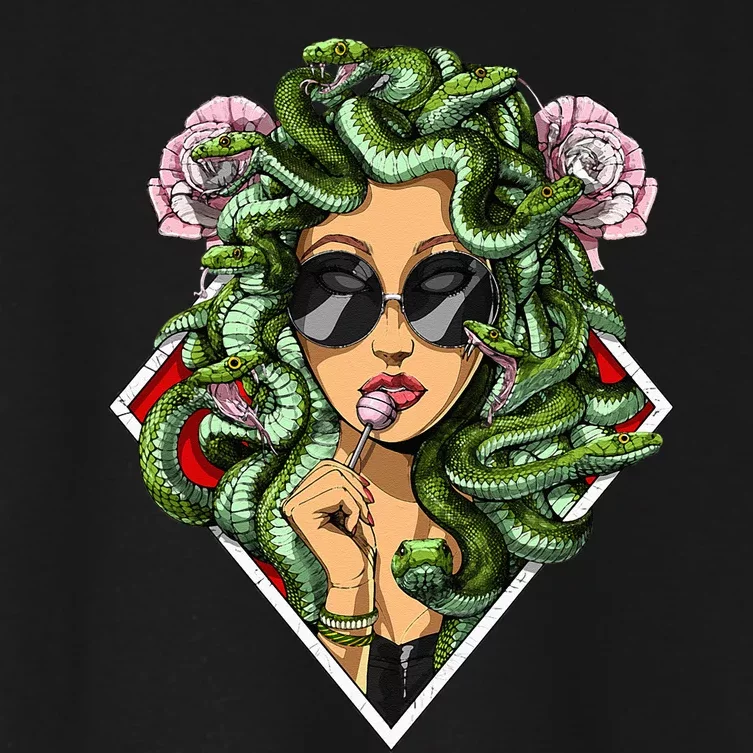 Medusa Hippie Psychedelic Snakes Greek Mythology Women Women's Crop Top Tee