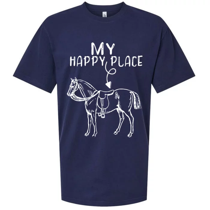 My Happy Place Horse Lover Horseback Riding Equestrian Gift Sueded Cloud Jersey T-Shirt