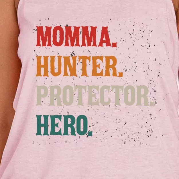 Momma Hunter Protector Hero Mom Mama Hunting Great Gift Women's Knotted Racerback Tank