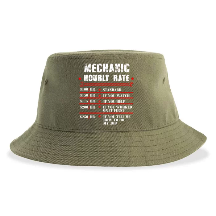 Mechanic Hourly Rate Funny Car Motorcycle Labor Mechanic Gift Sustainable Bucket Hat