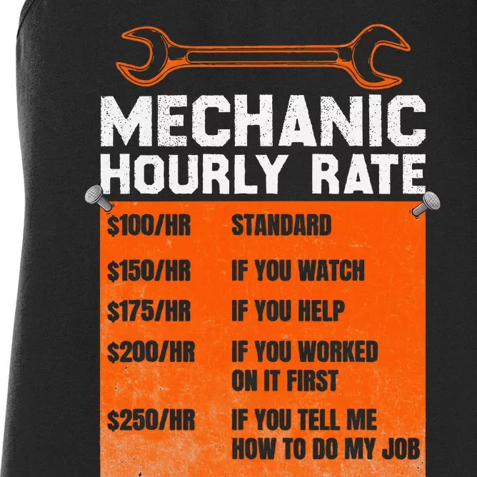 Mechanic Hourly Rate Labor Rates Funny Women's Racerback Tank