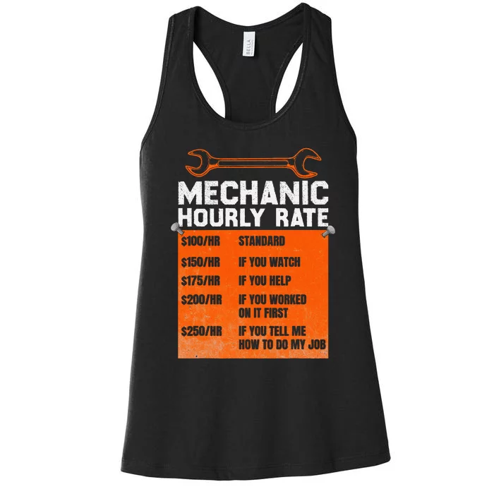 Mechanic Hourly Rate Labor Rates Funny Women's Racerback Tank