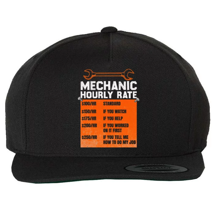 Mechanic Hourly Rate Labor Rates Funny Wool Snapback Cap