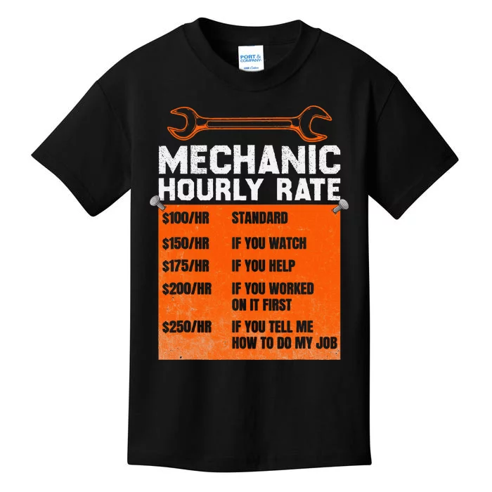 Mechanic Hourly Rate Labor Rates Funny Kids T-Shirt