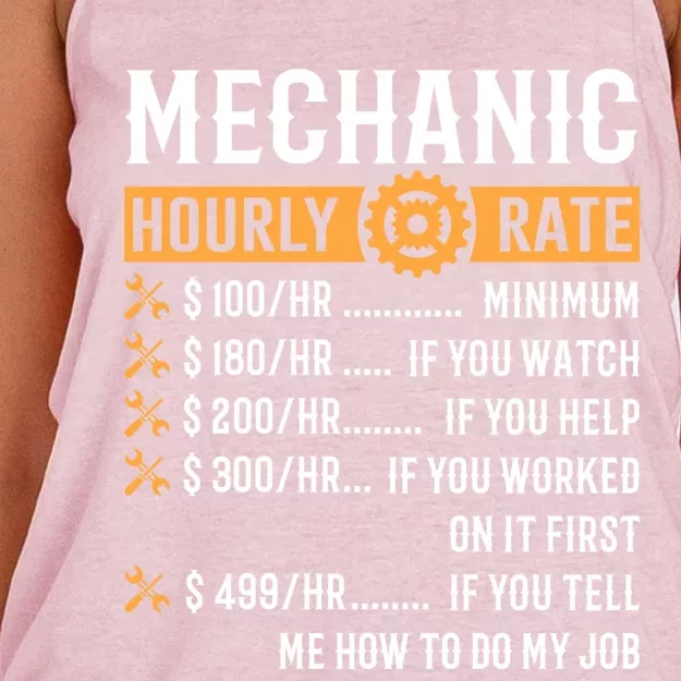 Mechanic Hourly Rate Cute Gift Funny Mechanic Funny Gift Women's Knotted Racerback Tank