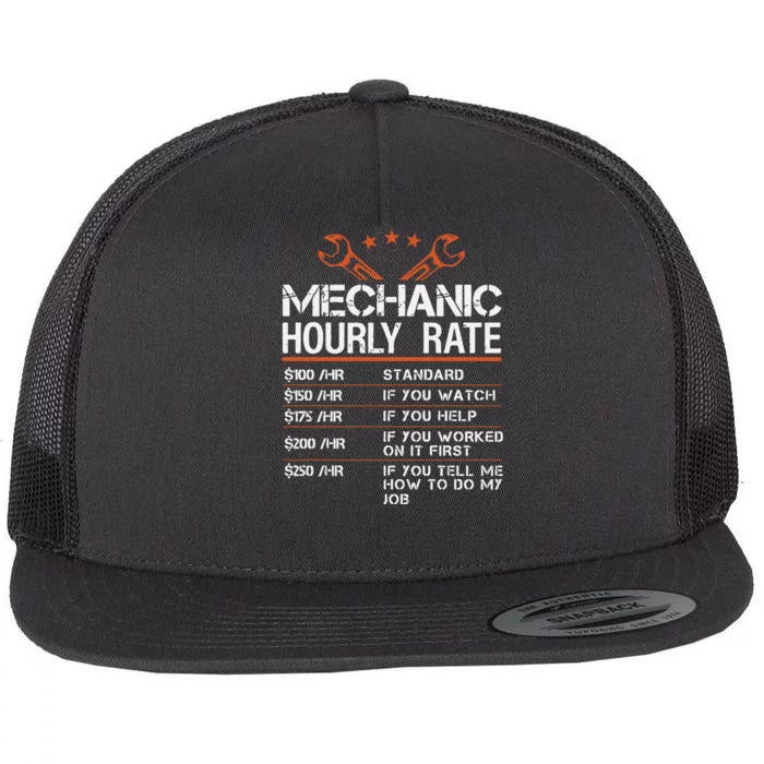 Mechanic Hourly Rate Flat Bill Trucker Hat