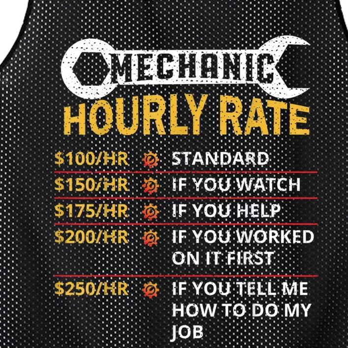 Mechanic Hourly Rate For Mechanic And Car Lover Mesh Reversible Basketball Jersey Tank