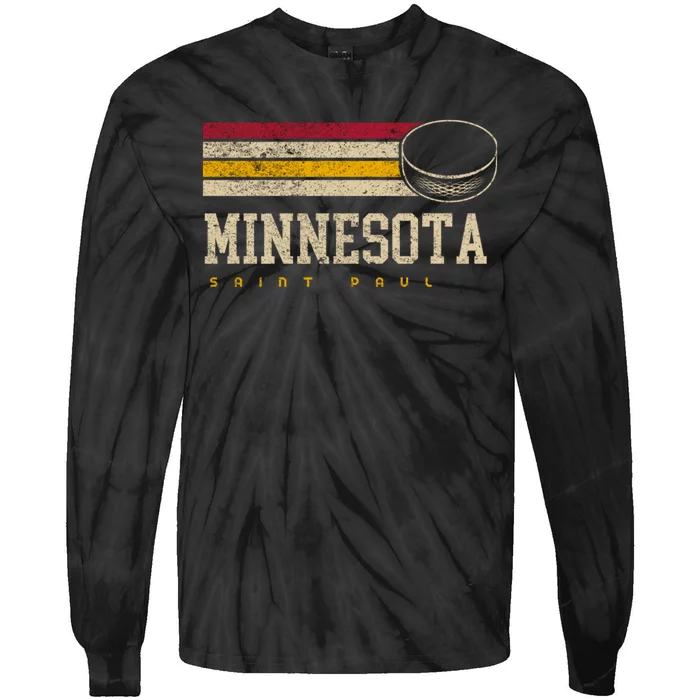 Minnesota Hockey Retro Vintage Stripes Tie-Dye Long Sleeve Shirt