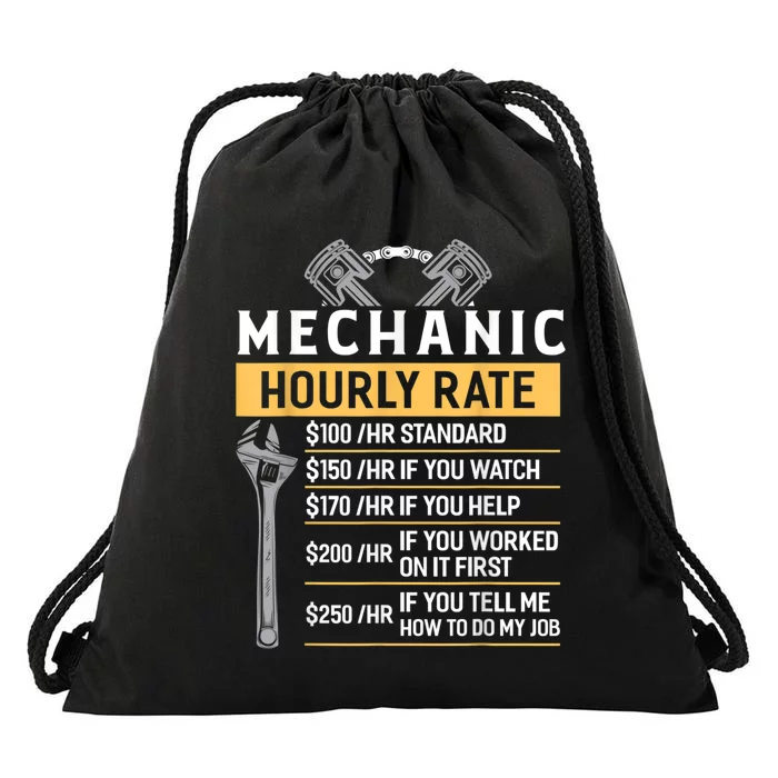 Mechanic Hourly Rate Funny Car Mechanic Drawstring Bag