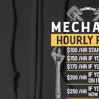 Mechanic Hourly Rate Funny Car Mechanic Full Zip Hoodie