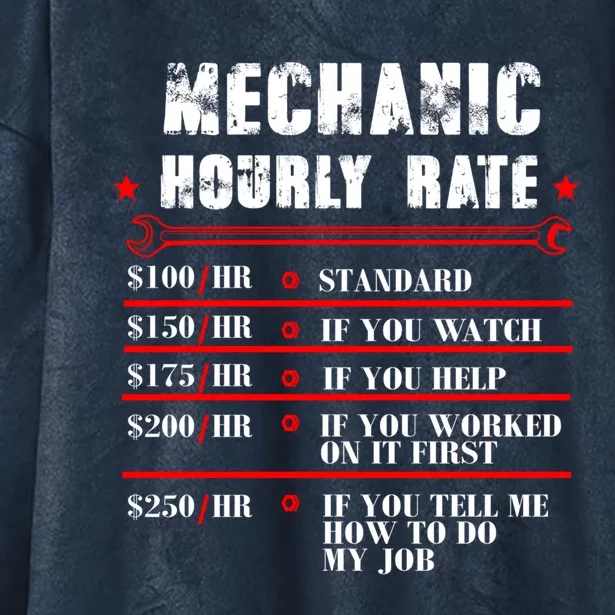 Mechanic Hourly Rate Funny Car Motorcycle Labor Mechanic Gift Hooded Wearable Blanket