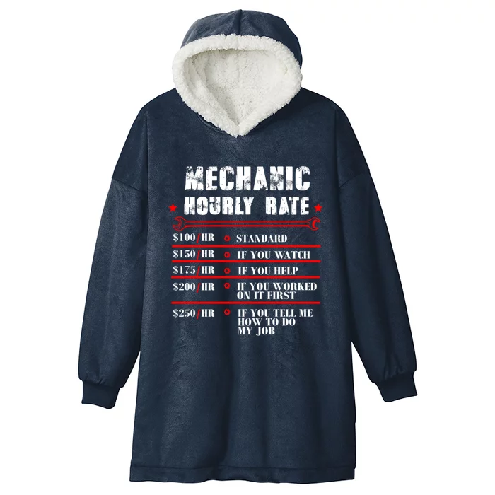 Mechanic Hourly Rate Funny Car Motorcycle Labor Mechanic Gift Hooded Wearable Blanket