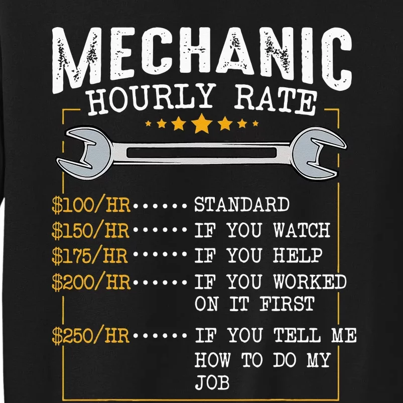 Mechanic Hourly Rate Labor Rates Funny CoWorkers Car Lover Sweatshirt