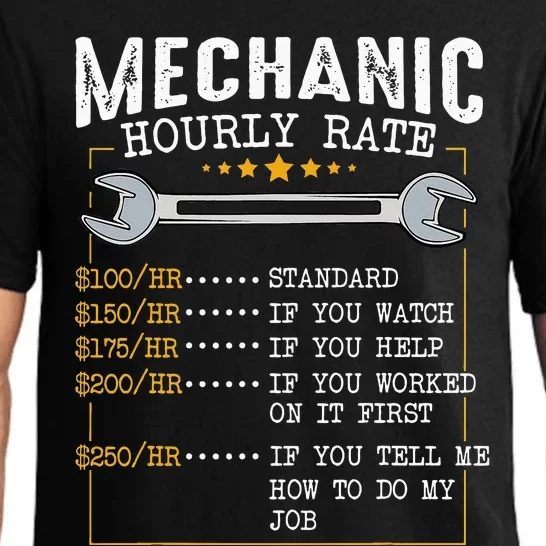 Mechanic Hourly Rate Labor Rates Funny CoWorkers Car Lover Pajama Set