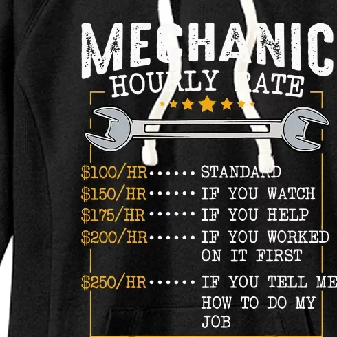 Mechanic Hourly Rate Labor Rates Funny CoWorkers Car Lover Women's Fleece Hoodie