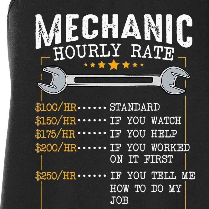 Mechanic Hourly Rate Labor Rates Funny CoWorkers Car Lover Women's Racerback Tank