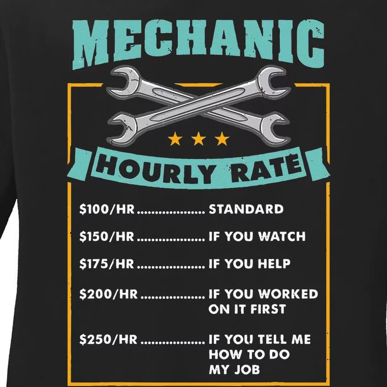 Mechanic Hourly Rate Mechanic Gift Ladies Long Sleeve Shirt