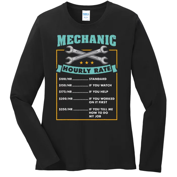 Mechanic Hourly Rate Mechanic Gift Ladies Long Sleeve Shirt