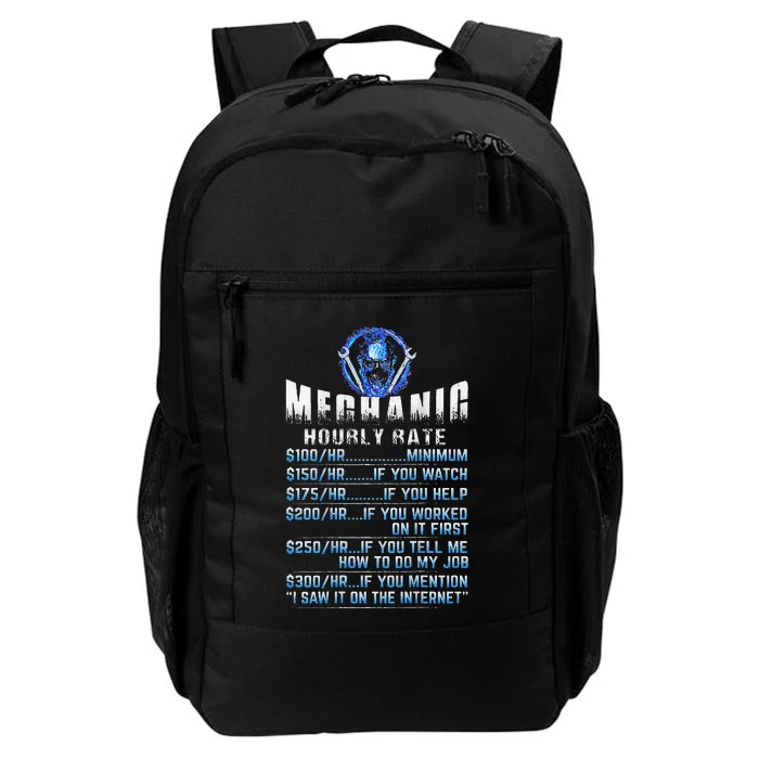 Mechanic Hourly Rate Skull (on back) Daily Commute Backpack