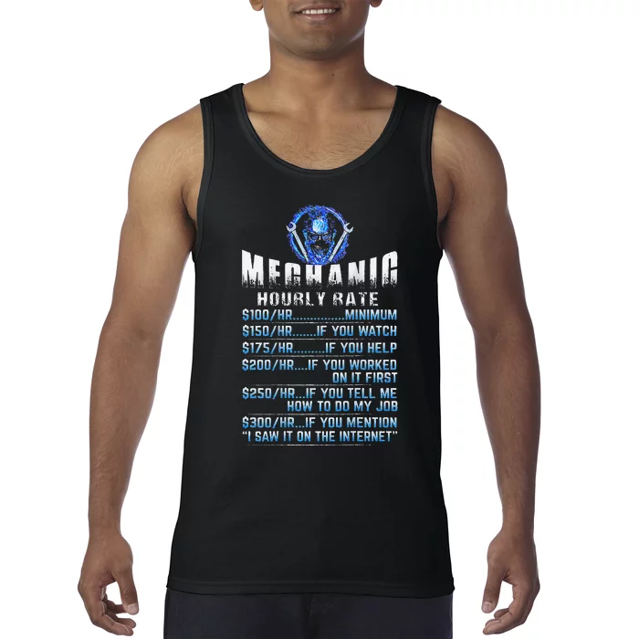 Mechanic Hourly Rate Skull (on back) Tank Top