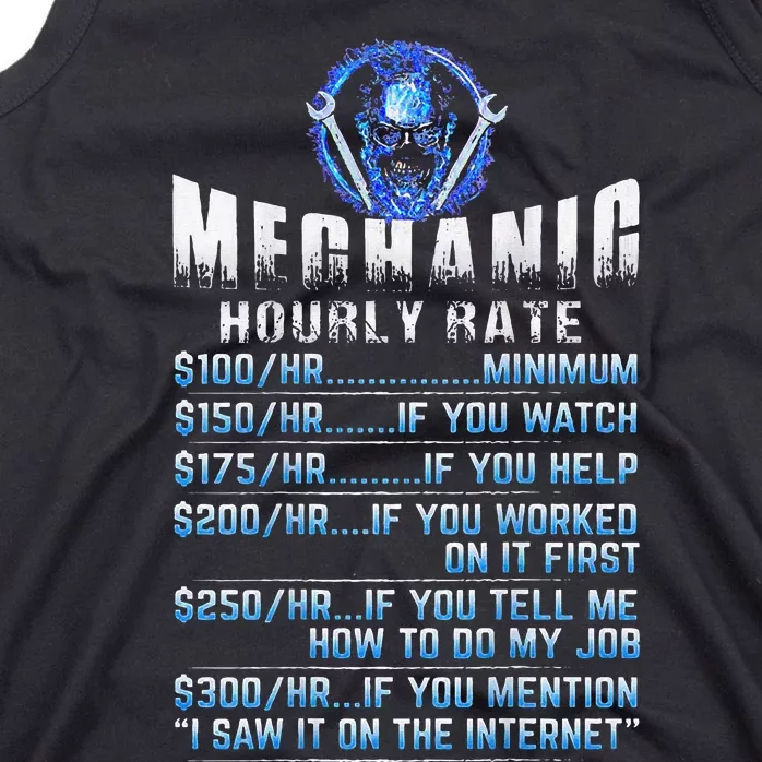 Mechanic Hourly Rate Skull (on back) Tank Top