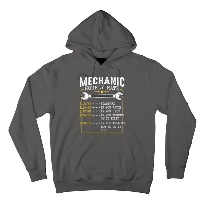 Mechanic Hourly Rate Labor Rates Funny CoWorkers Car Lover Tall Hoodie