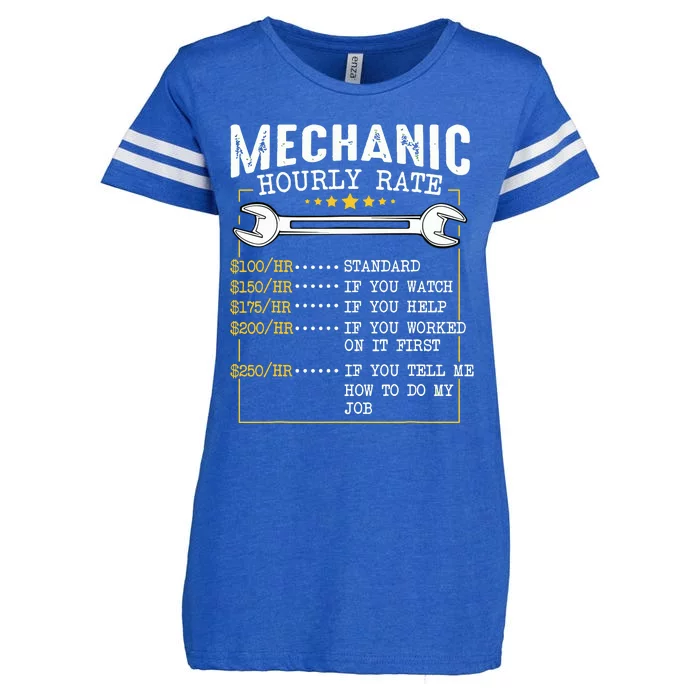 Mechanic Hourly Rate Labor Rates Funny CoWorkers Car Lover Enza Ladies Jersey Football T-Shirt