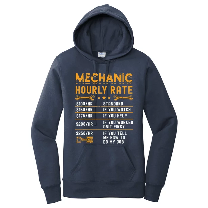 Mechanic Hourly Rate Labor Rates Funny Vintage Graphic Women's Pullover Hoodie