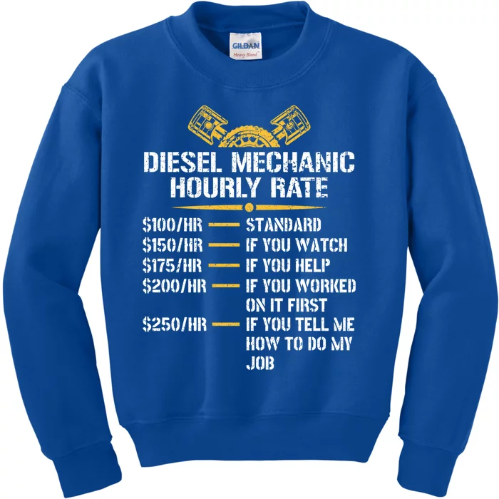 Mechanic Hourly Rate Funny Diesel Mechanic Gift Kids Sweatshirt