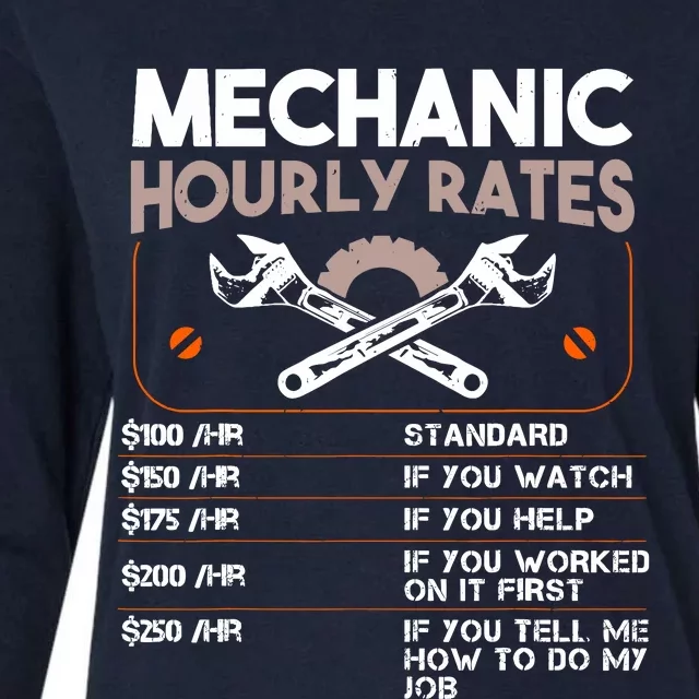 Mechanic Hourly Rate Gift For Funny Labor Rates Womens Cotton Relaxed Long Sleeve T-Shirt