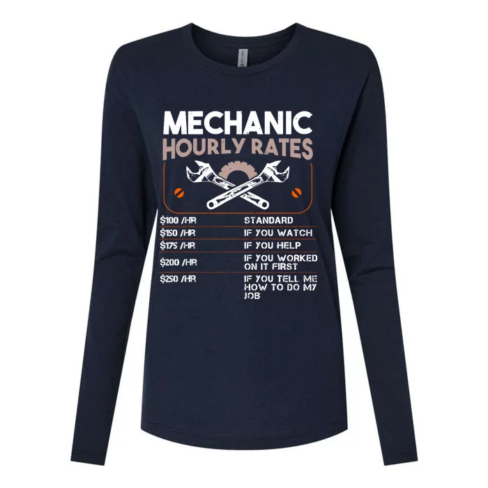 Mechanic Hourly Rate Gift For Funny Labor Rates Womens Cotton Relaxed Long Sleeve T-Shirt