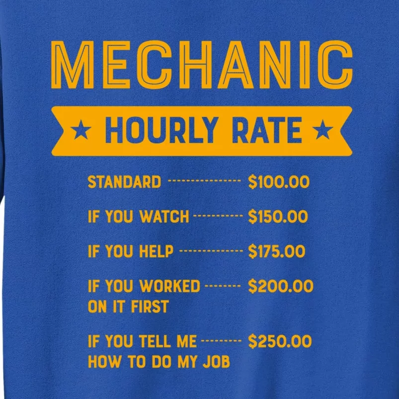 Mechanic Hourly Rate Labour Day Service Workers Day Gift Tall Sweatshirt