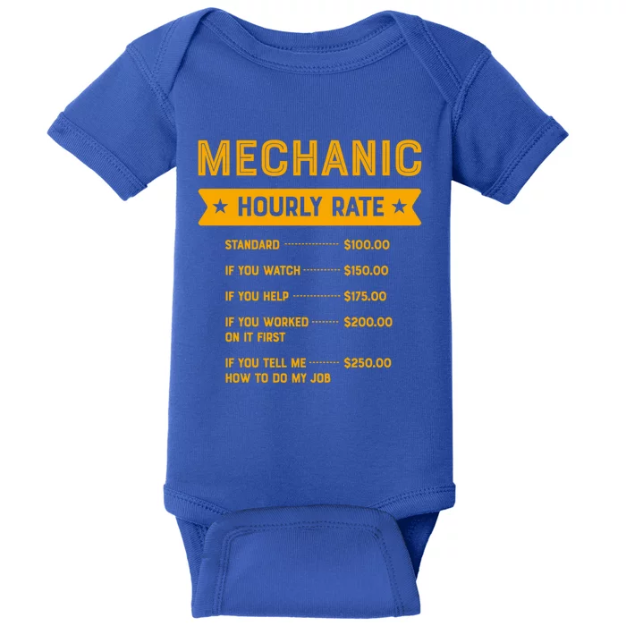 Mechanic Hourly Rate Labour Day Service Workers Day Gift Baby Bodysuit