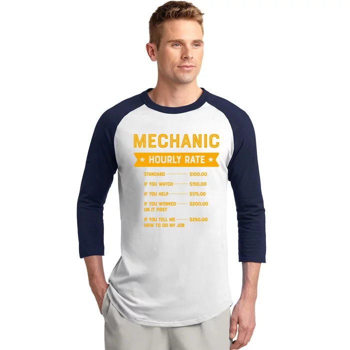 Mechanic Hourly Rate Labour Day Service Workers Day Gift Baseball Sleeve Shirt